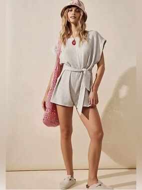 Free People - Waffle Knit Tie-Waist Romper